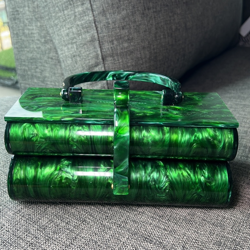NWT Brandon Blackwood Green Marble Acrylic Duplex Purse